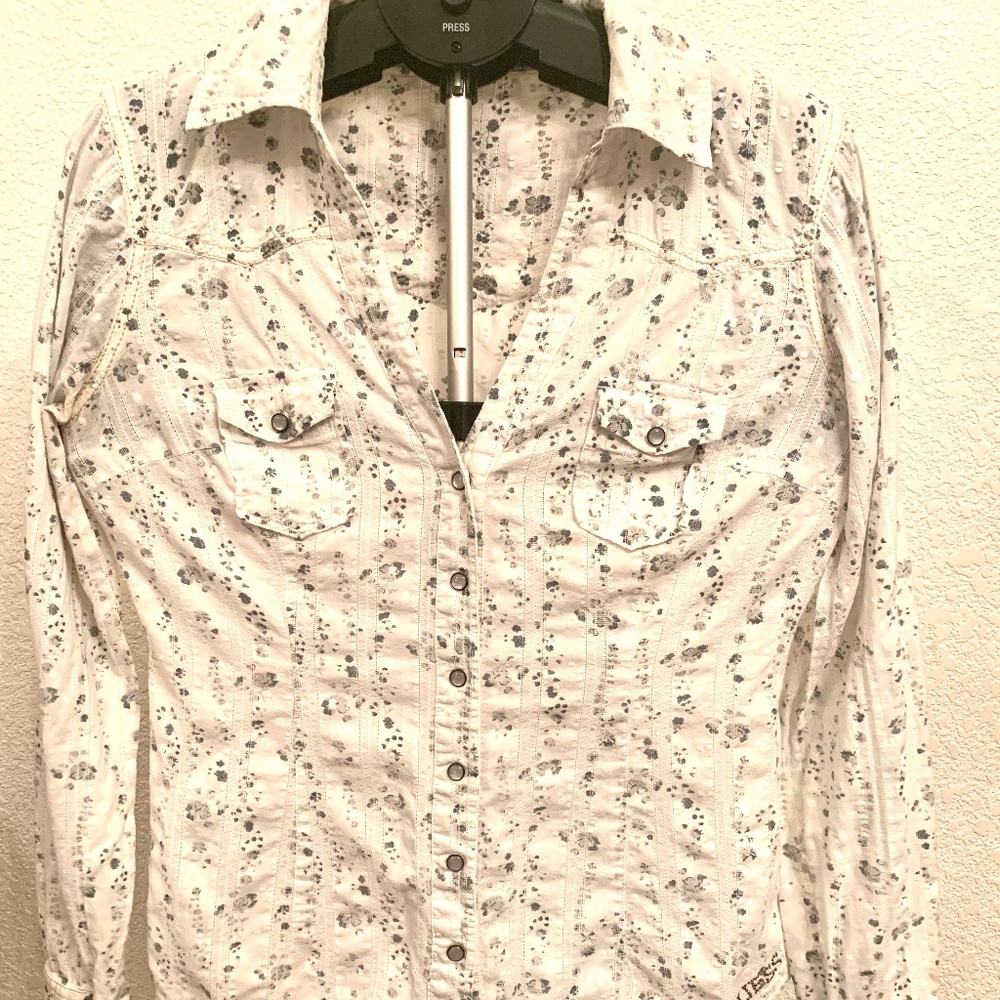 GUESS Inc. Authentic Eyelet Cotton Western Blouse
